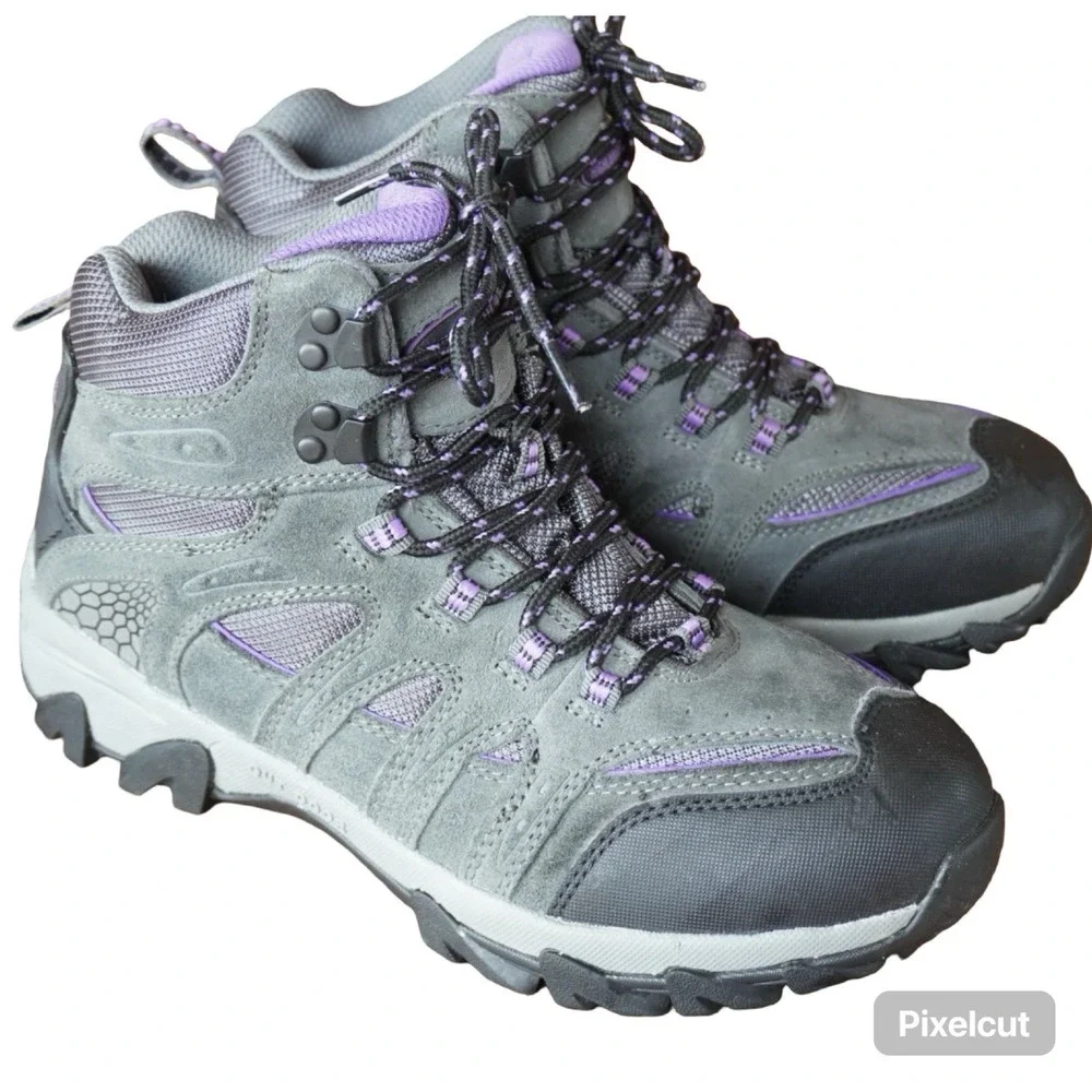 Holland Creek Arden Women's Hiking Boots Size 9 Grey Purple Waterproof Mid Trail